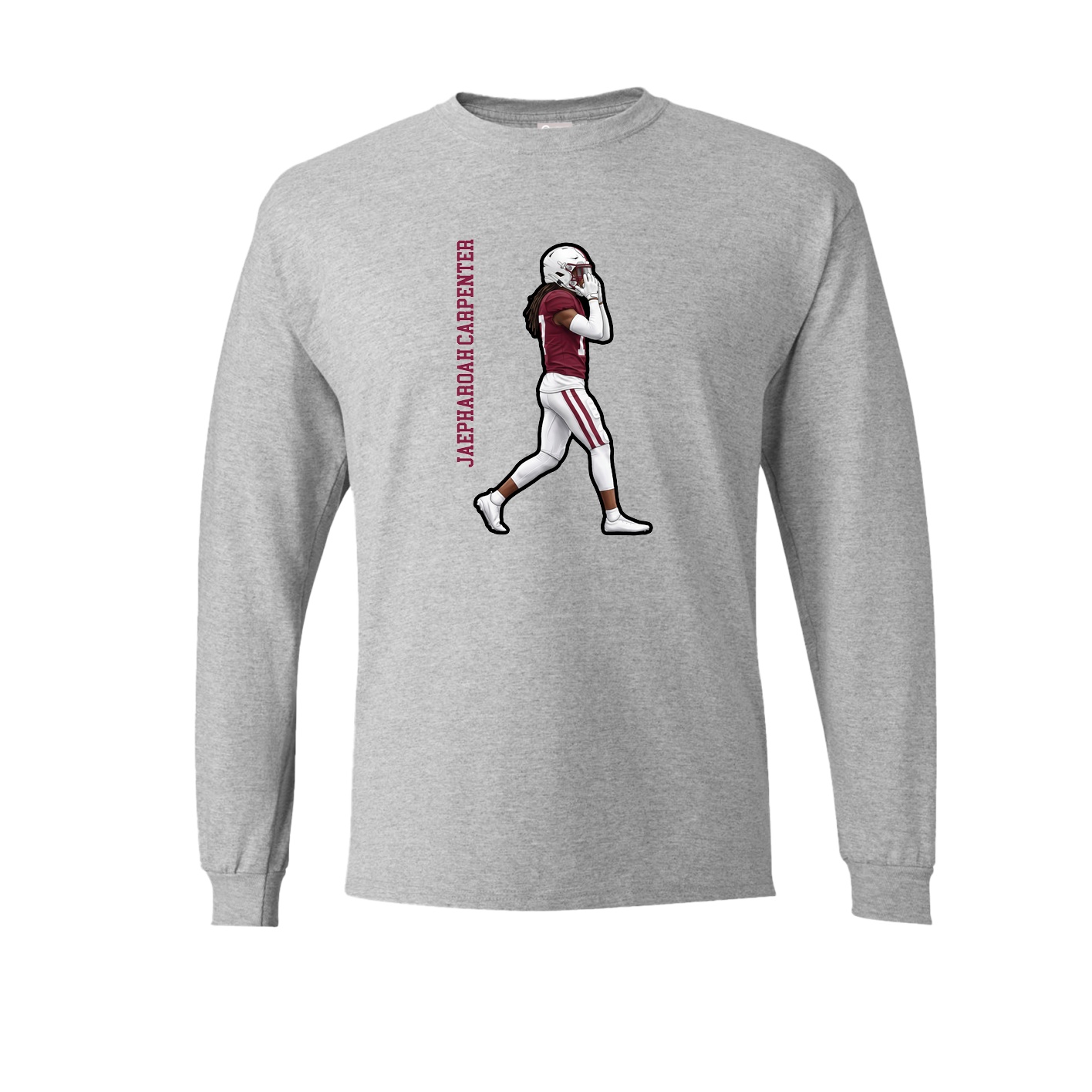 Long Sleeve Tee — Name Vertical in Grey