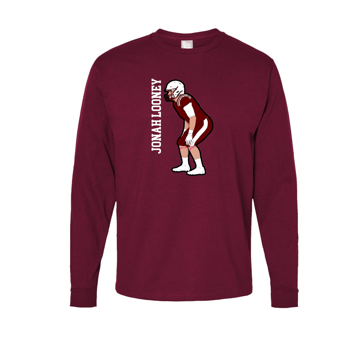 Long Sleeve Tee — Name Vertical in Cardinal