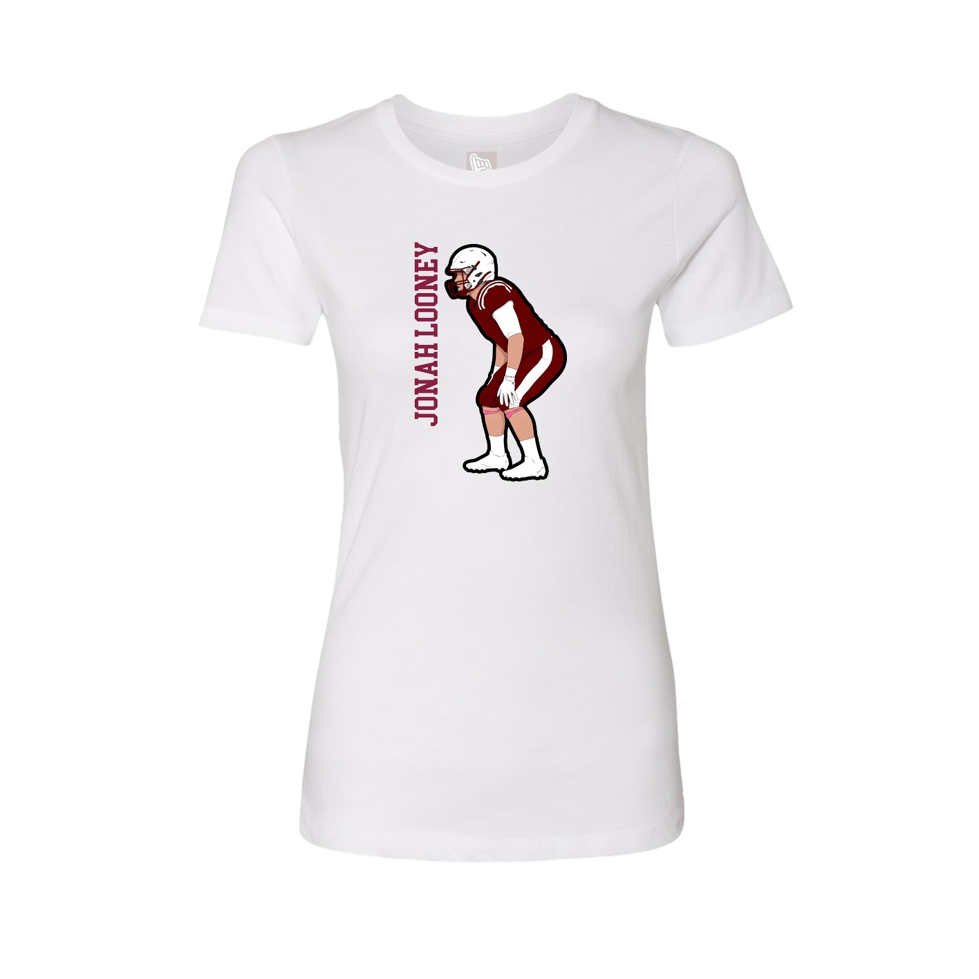 Fitted Women's Tee — Name Vertical in White