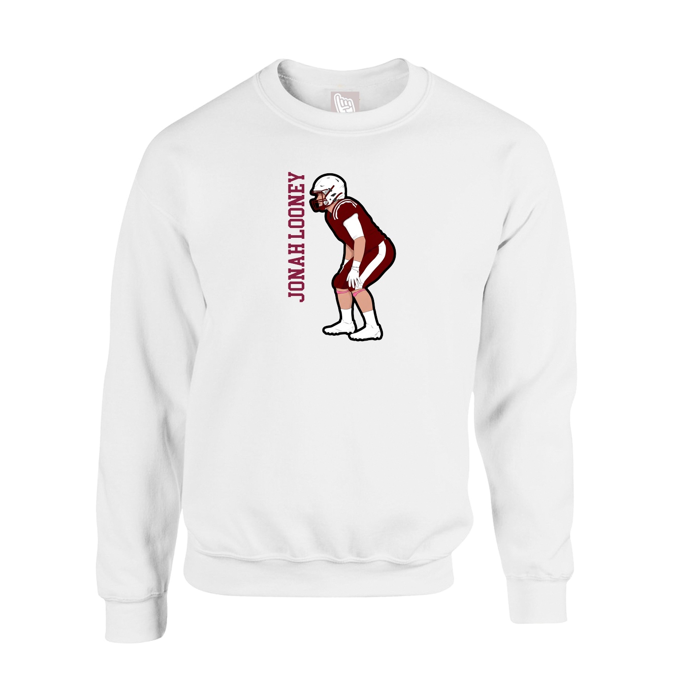 Fleece Crew — Name Vertical in White