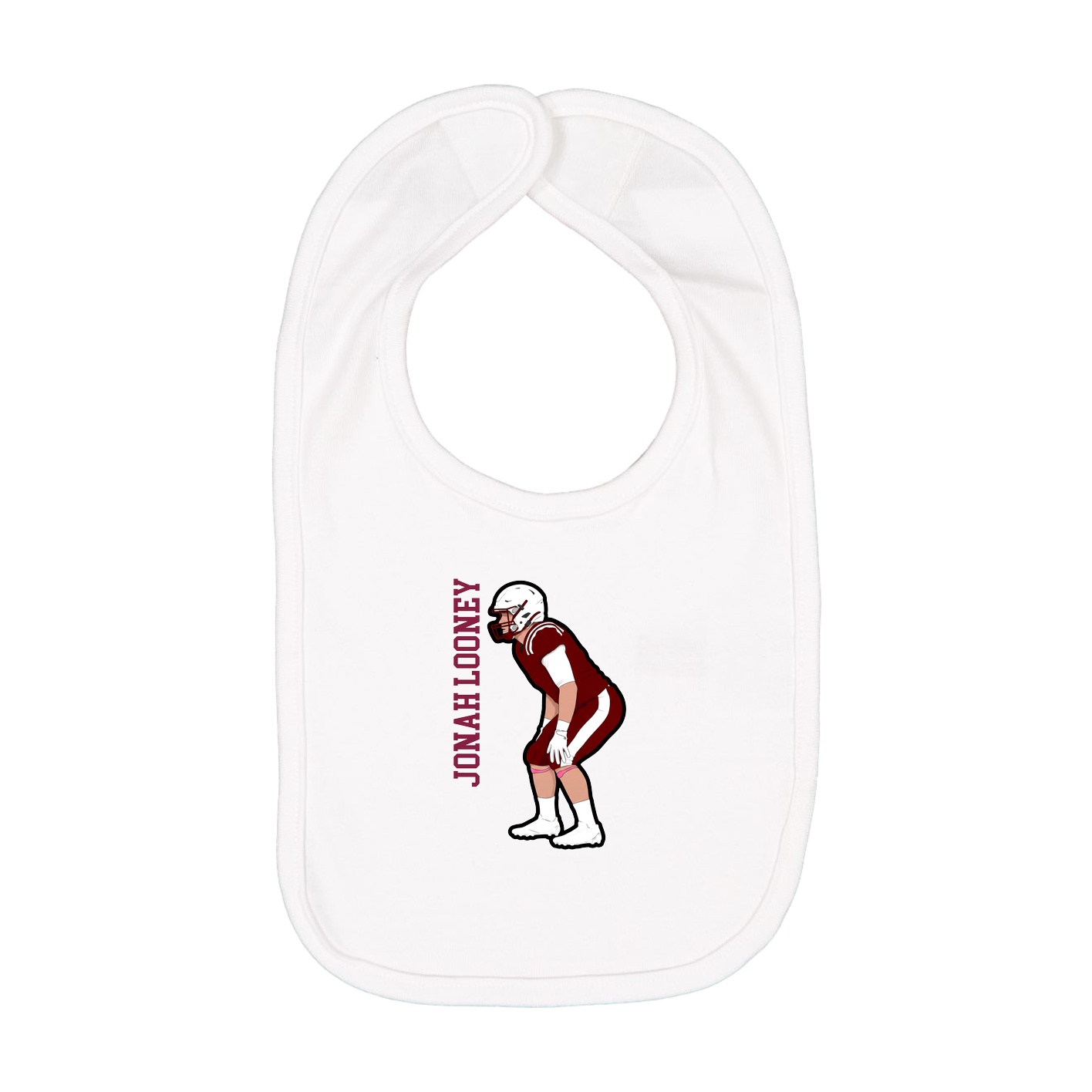Infant Bib — Name Vertical in White