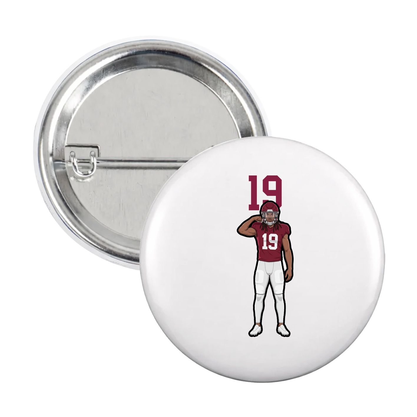 Game Day Button — Number Top in White