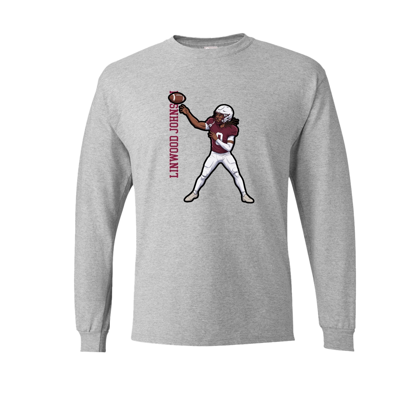 Long Sleeve Tee — Name Vertical in Grey