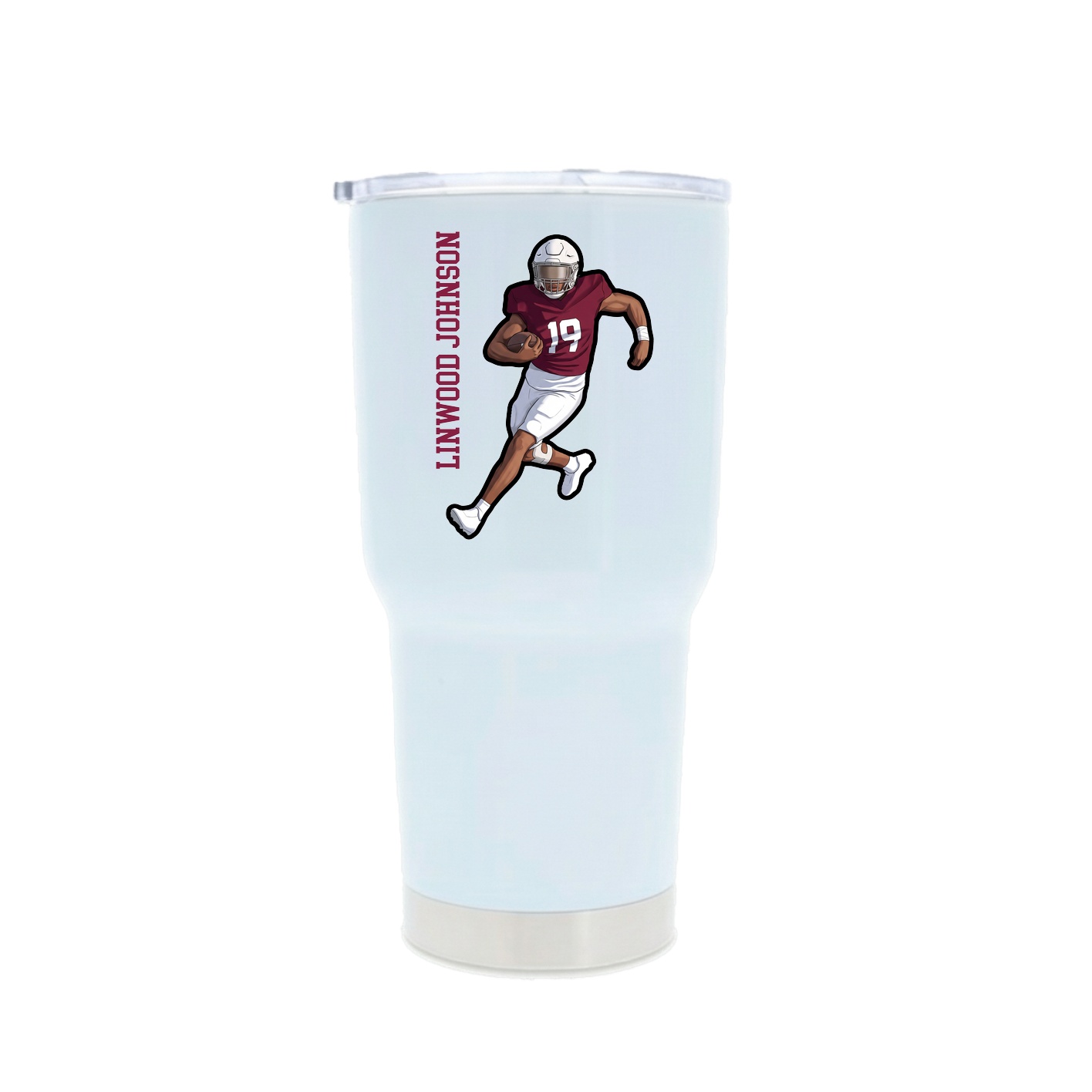 30oz Stainless Steel Tumbler — Name Vertical in White