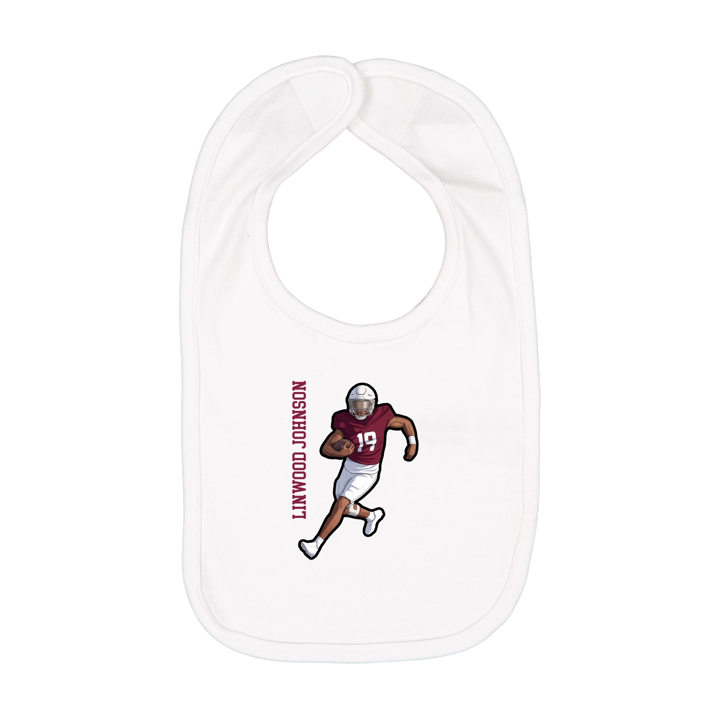 Infant Bib — Name Vertical in White