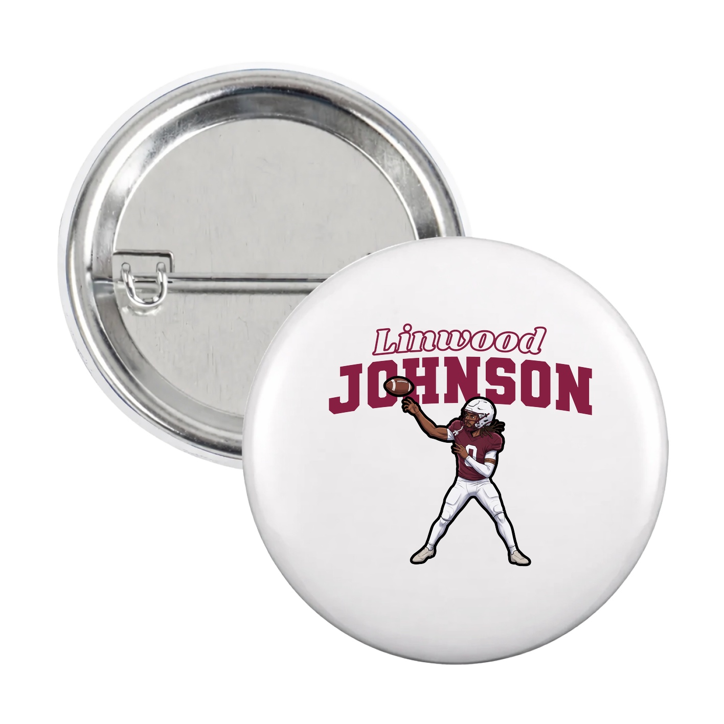 Game Day Button — Name Arch in White