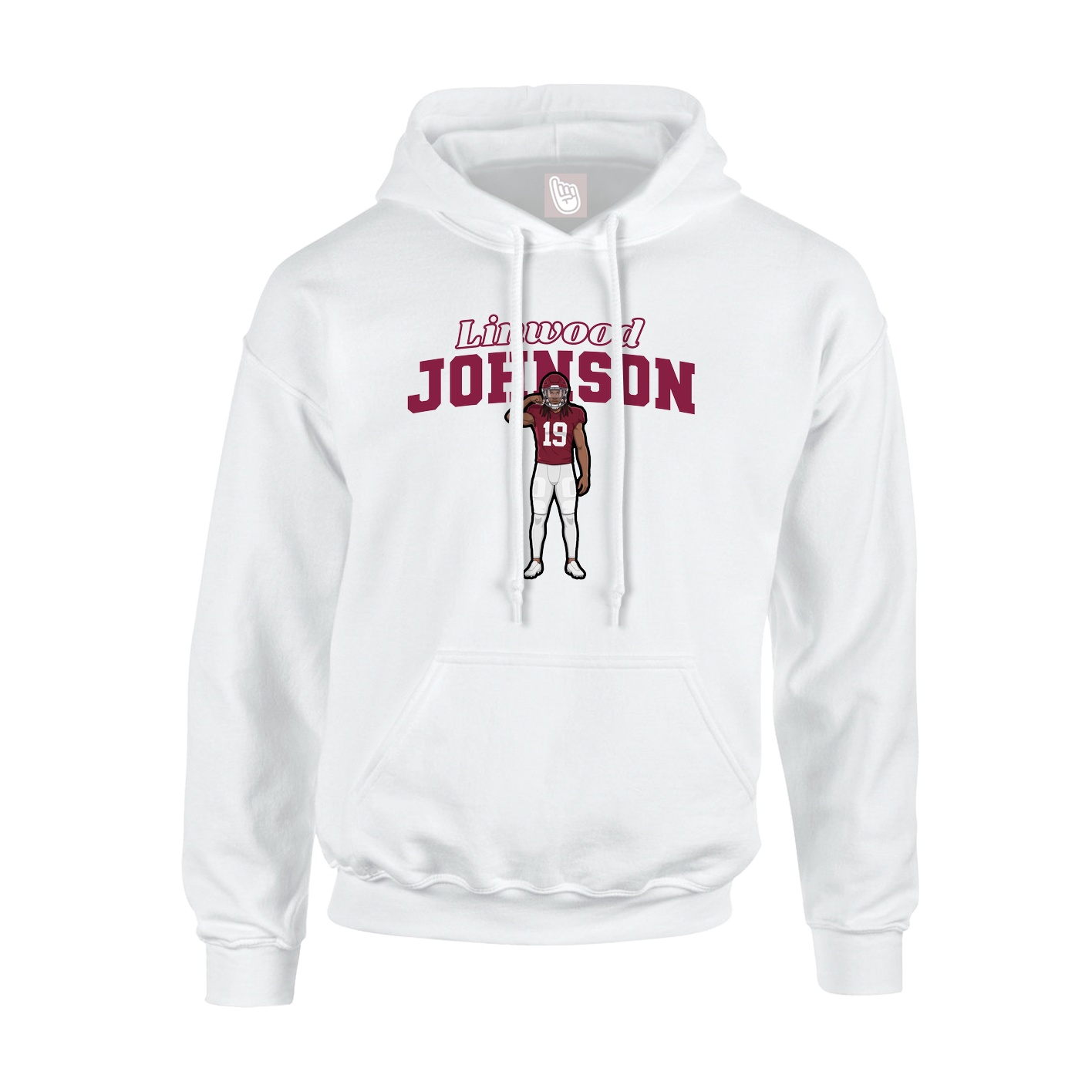 Youth Hoodie — Name Arch in White