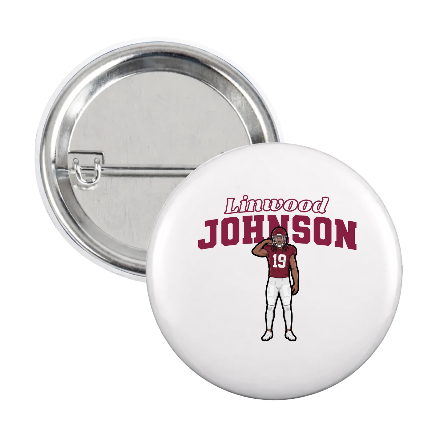 Game Day Button — Name Arch in White