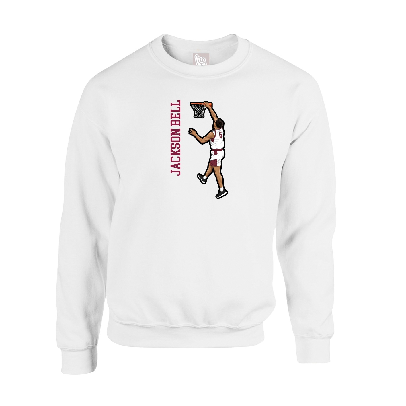 Fleece Crew — Name Vertical in White