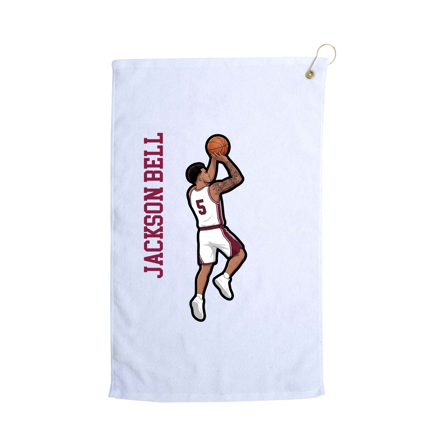 Golf Towel — Name Vertical in White