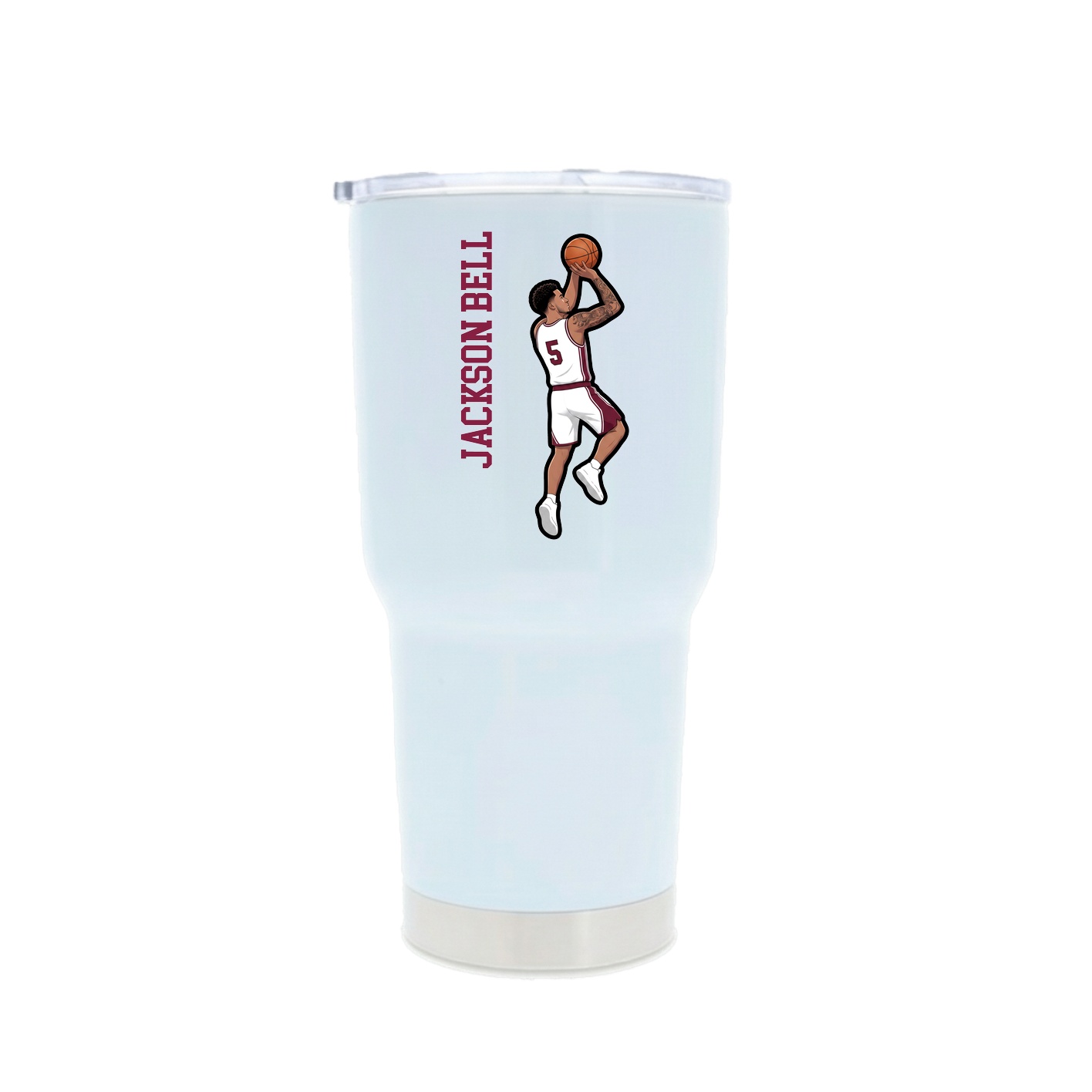 30oz Stainless Steel Tumbler — Name Vertical in White