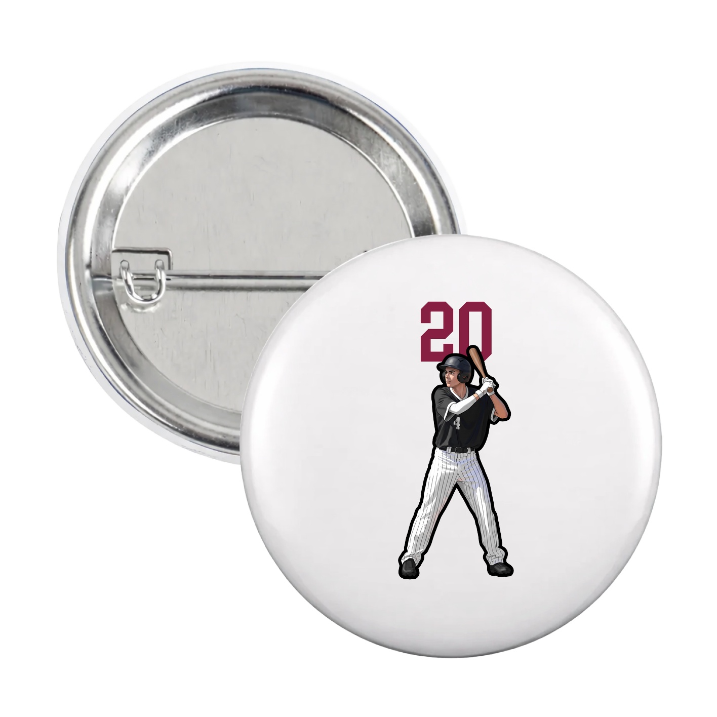Game Day Button — Number Top in White
