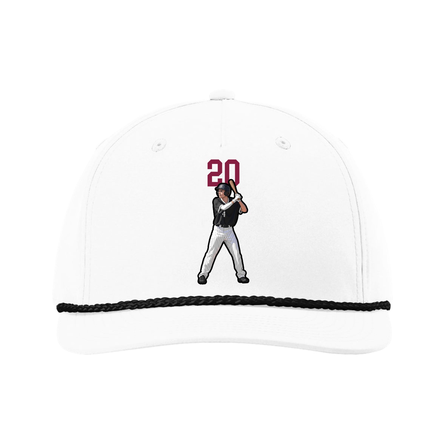 Five-Panel Classic Rope Cap — Number Top in White