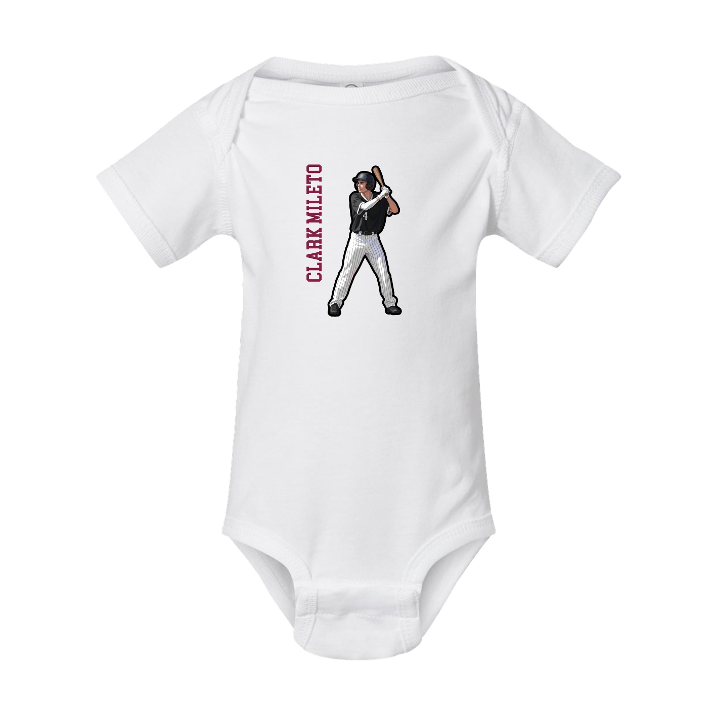 Baby Onesie — Name Vertical in White
