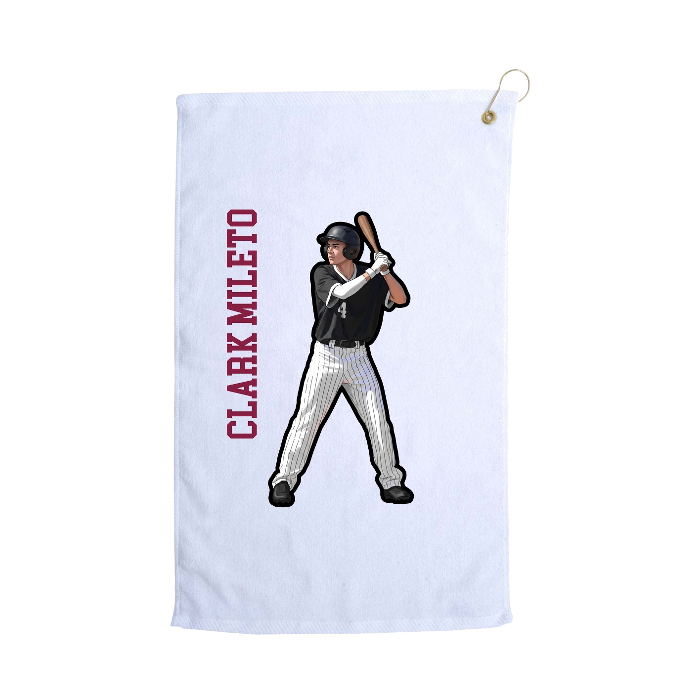 Golf Towel — Name Vertical in White