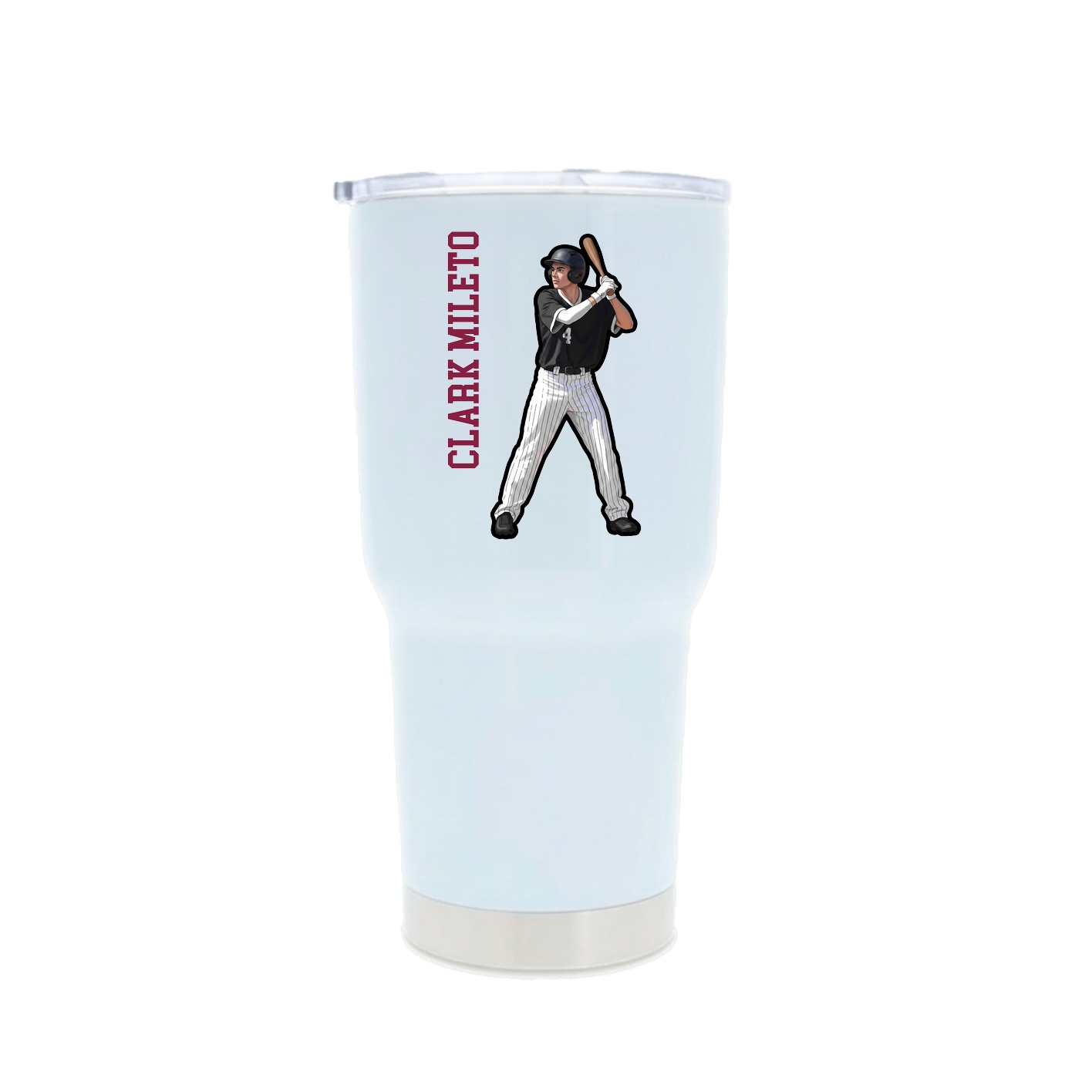 30oz Stainless Steel Tumbler — Name Vertical in White
