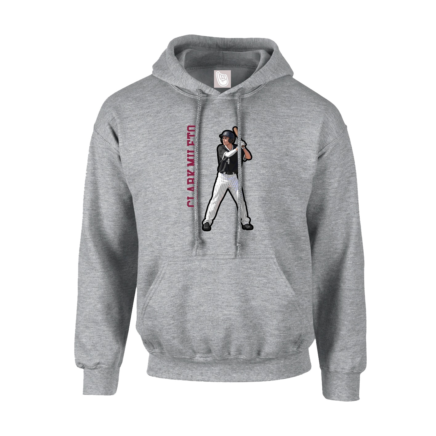 Hoodie — Name Vertical in Grey