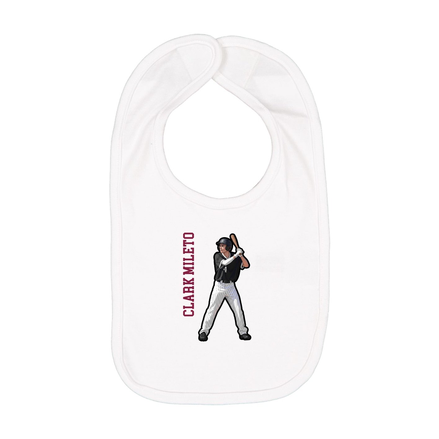 Infant Bib — Name Vertical in White