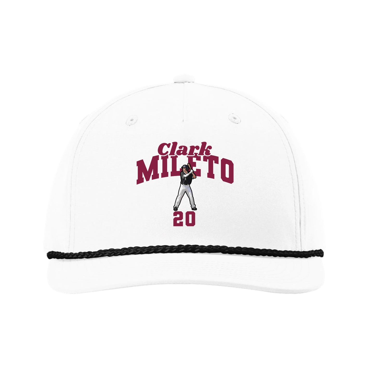 Five-Panel Classic Rope Cap — Signature Arch in White