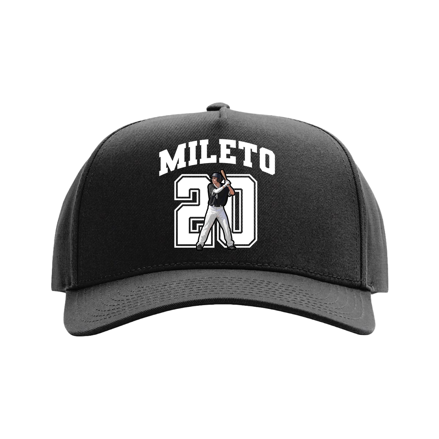 Full Fabric Five-Panel Champ Cap — Number in Black
