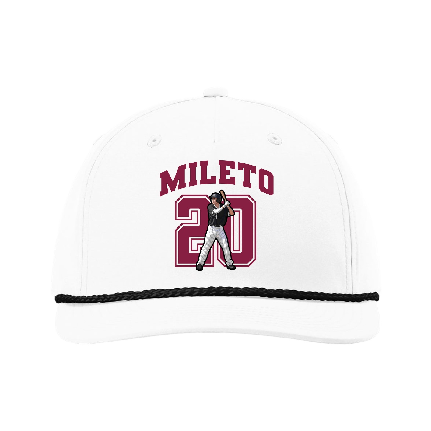 Five-Panel Classic Rope Cap — Number in White