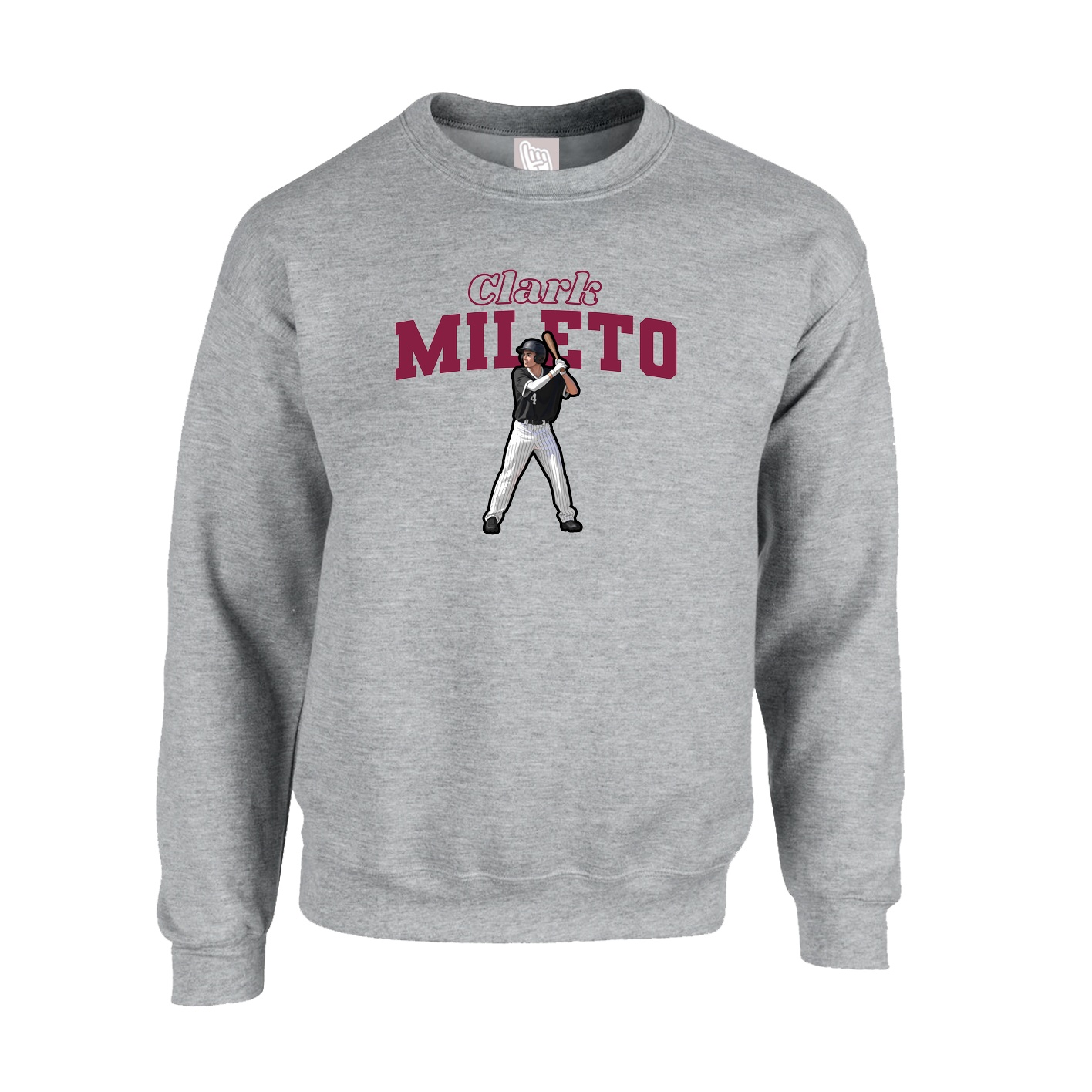 Fleece Crew — Name Arch in Grey