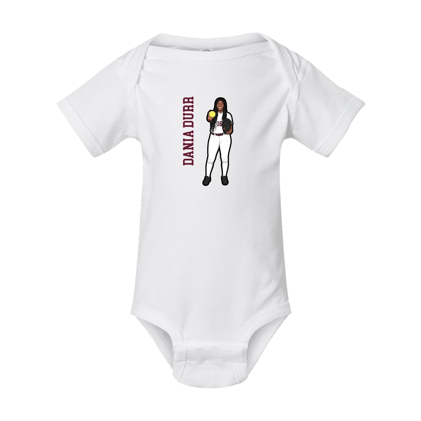 Baby Onesie — Name Vertical in White