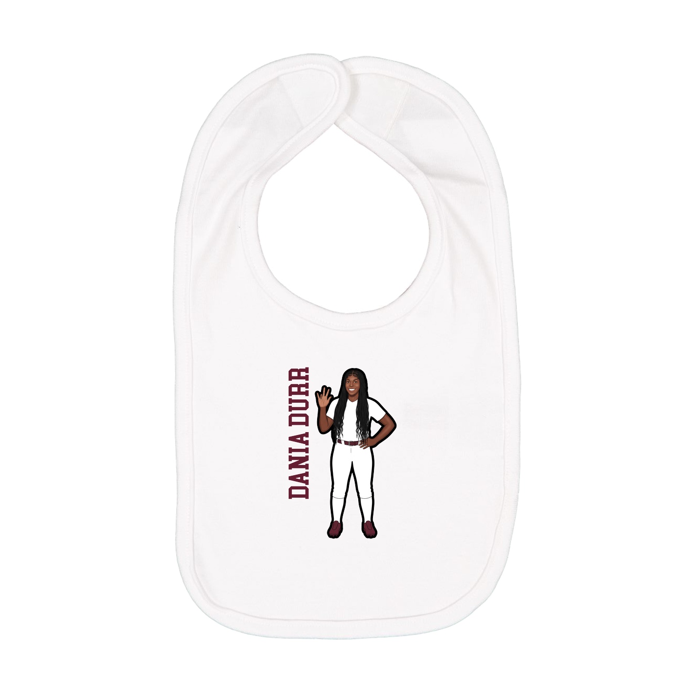 Infant Bib — Name Vertical in White