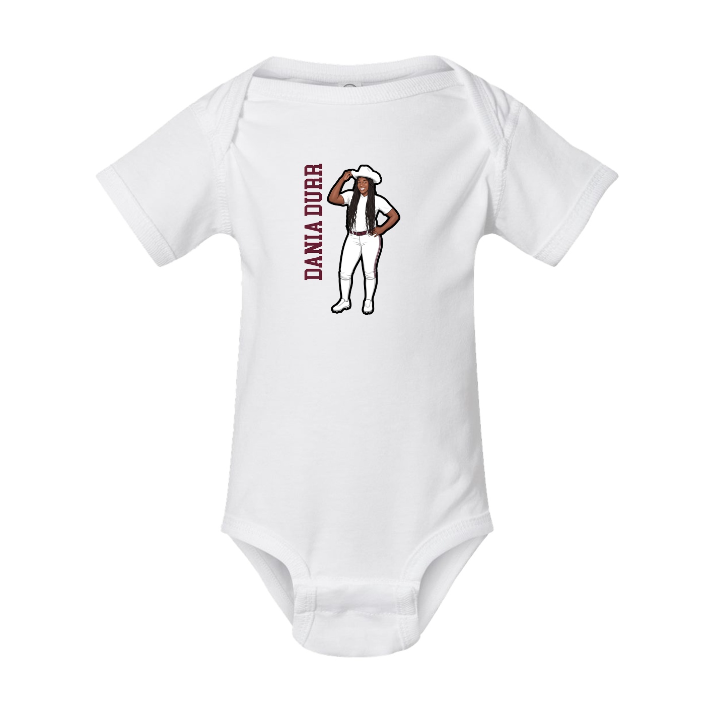 Baby Onesie — Name Vertical in White