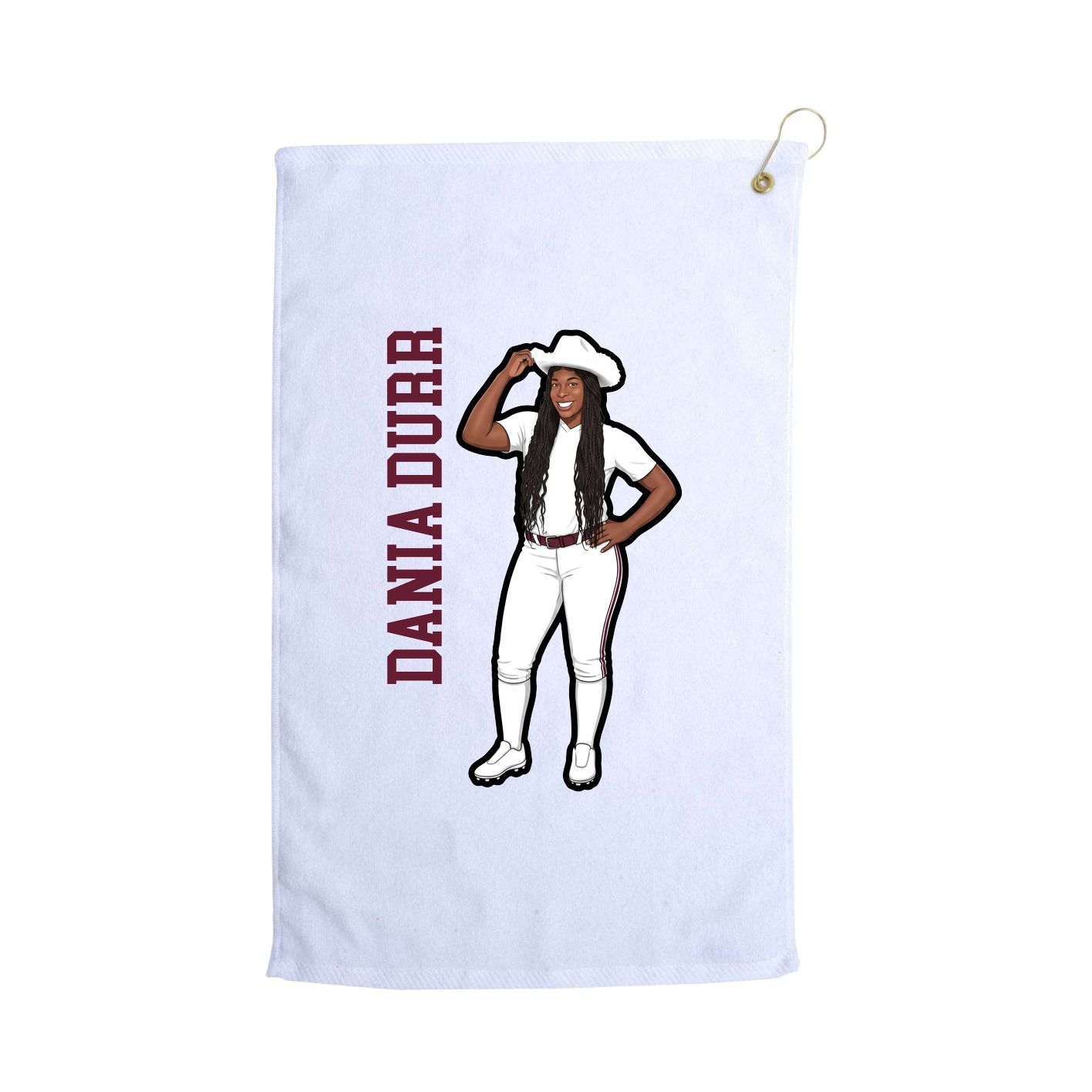Golf Towel — Name Vertical in White