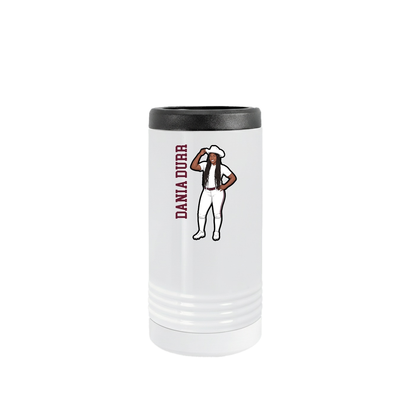 Slim Beverage Holder — Name Vertical in White