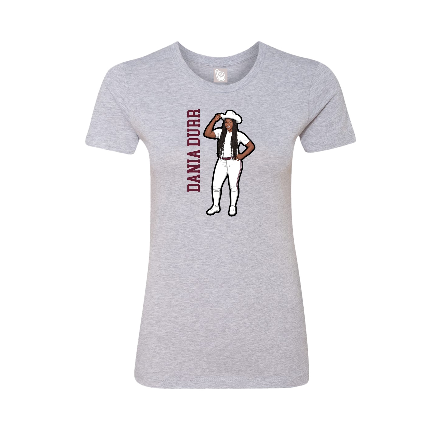 Womens Tee — Name Vertical in Grey