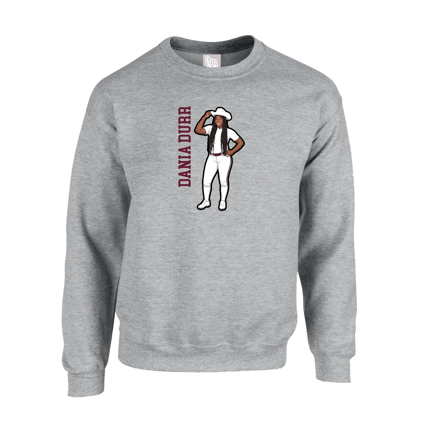 Fleece Crew — Name Vertical in Grey