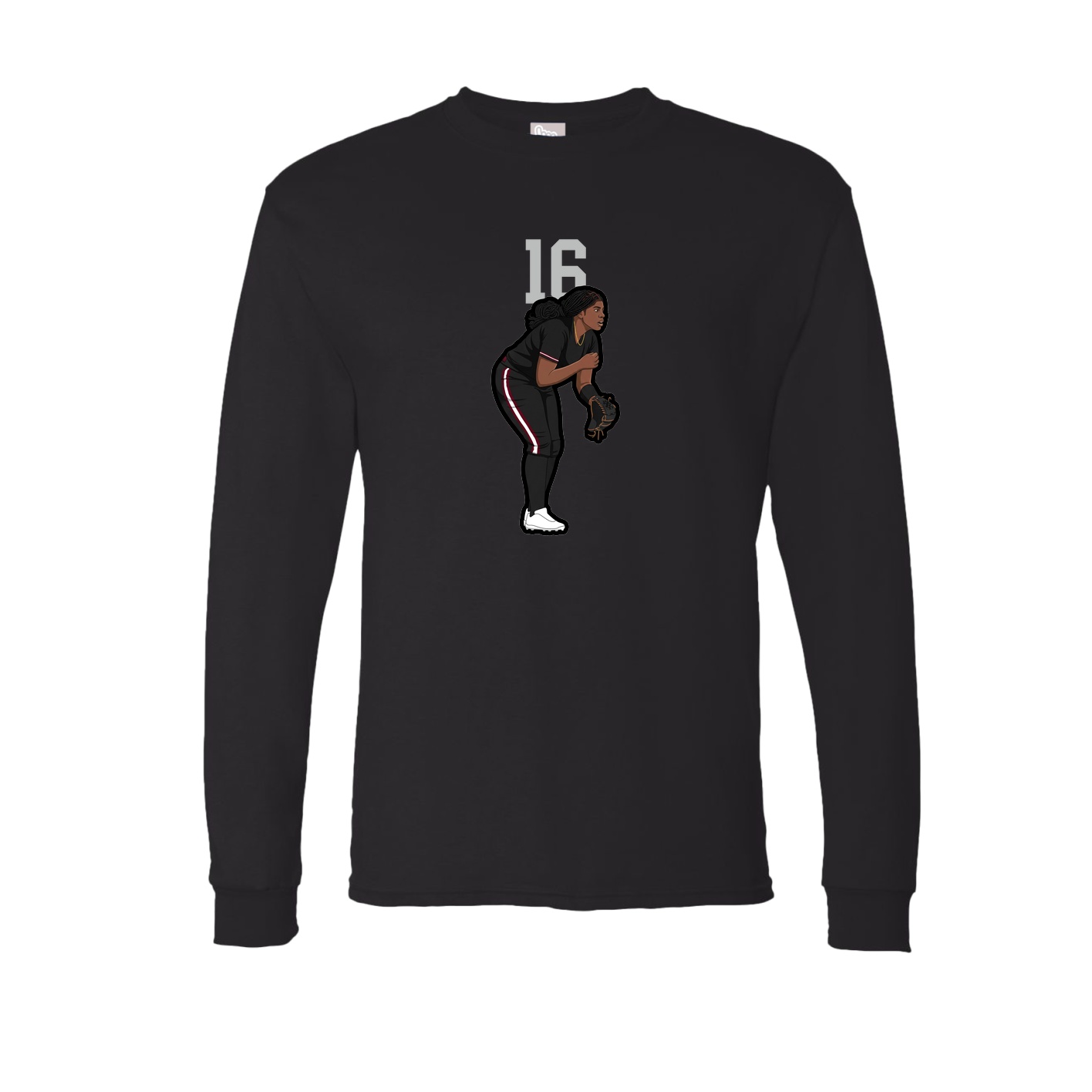 Long Sleeve Tee — Number Top in Black