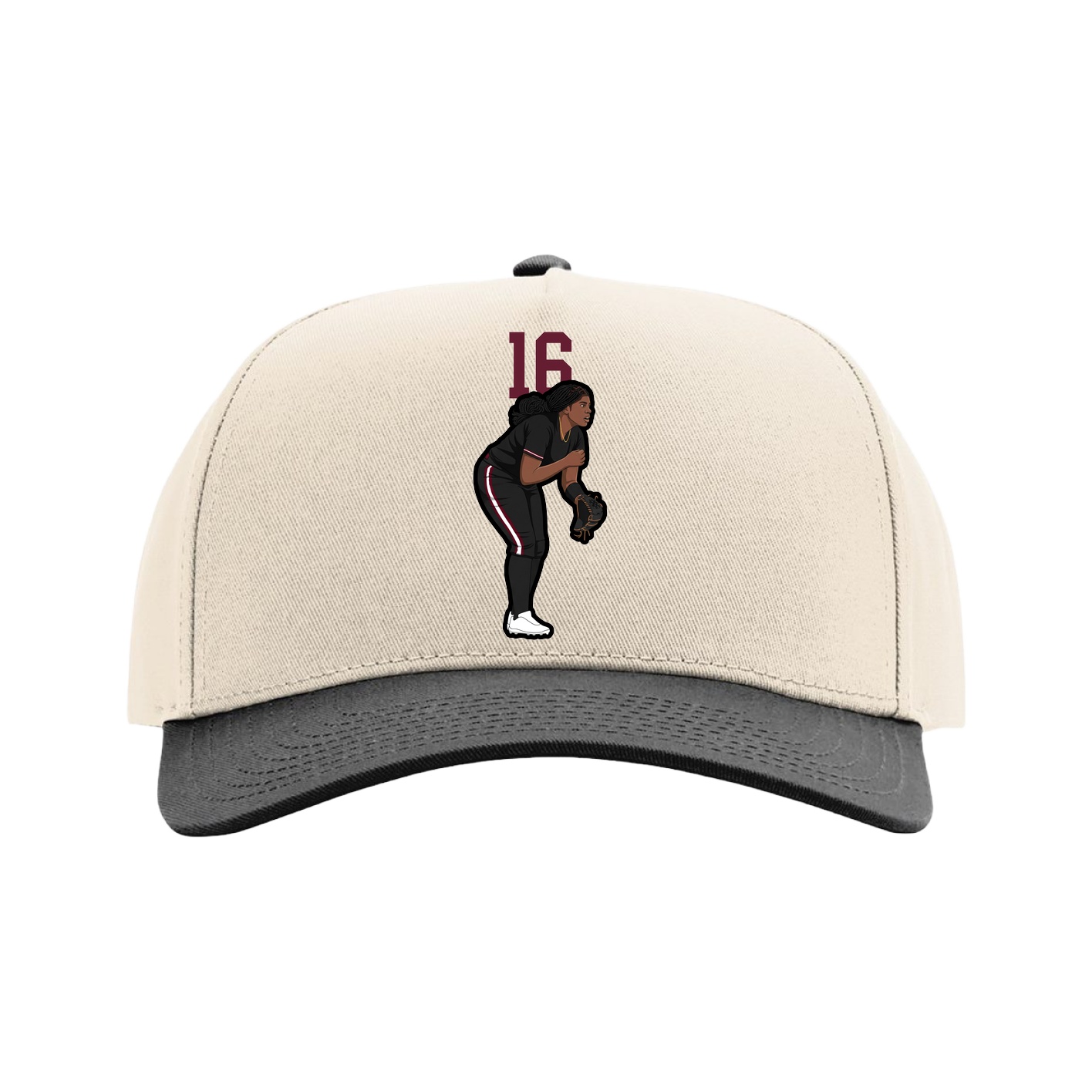 Full Fabric Five-Panel Champ Cap — Number Top in Cream/Black