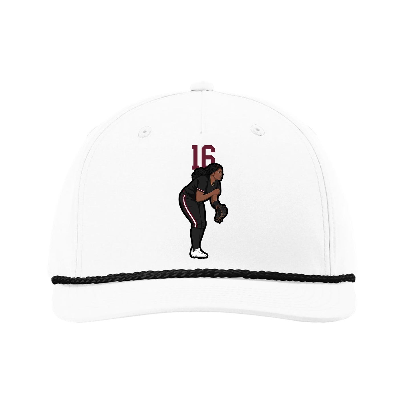 Five-Panel Classic Rope Cap — Number Top in White