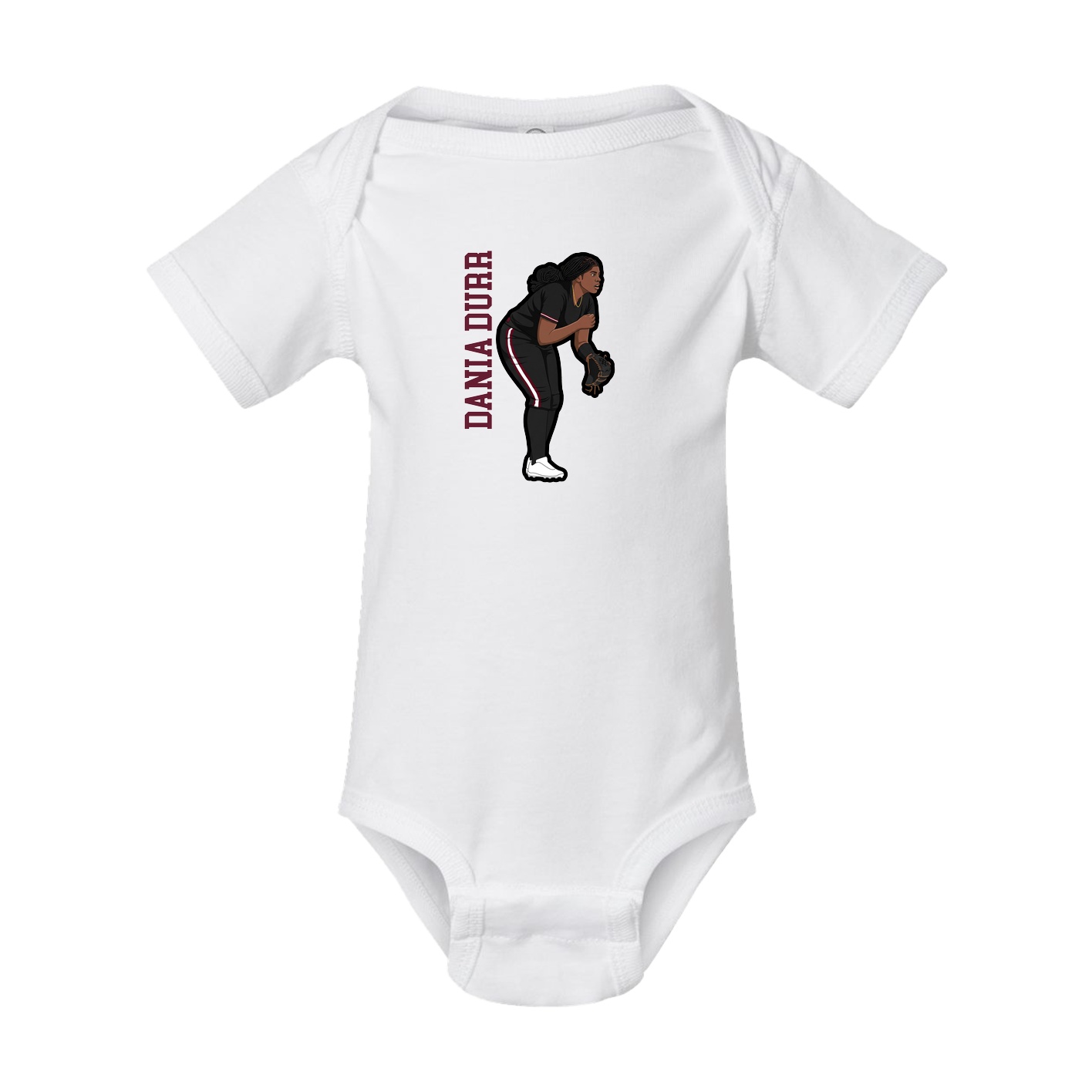Baby Onesie — Name Vertical in White