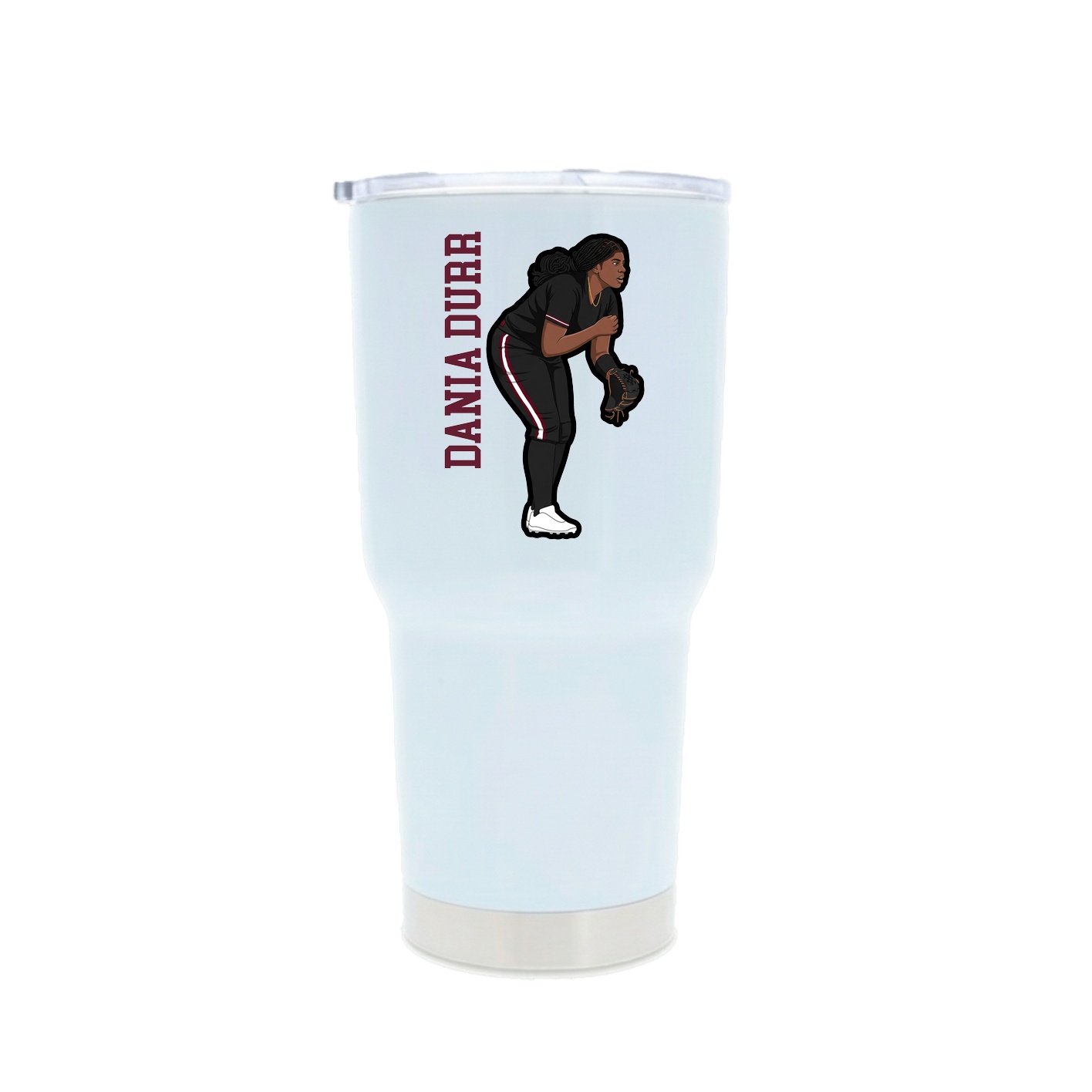 30oz Stainless Steel Tumbler — Name Vertical in White