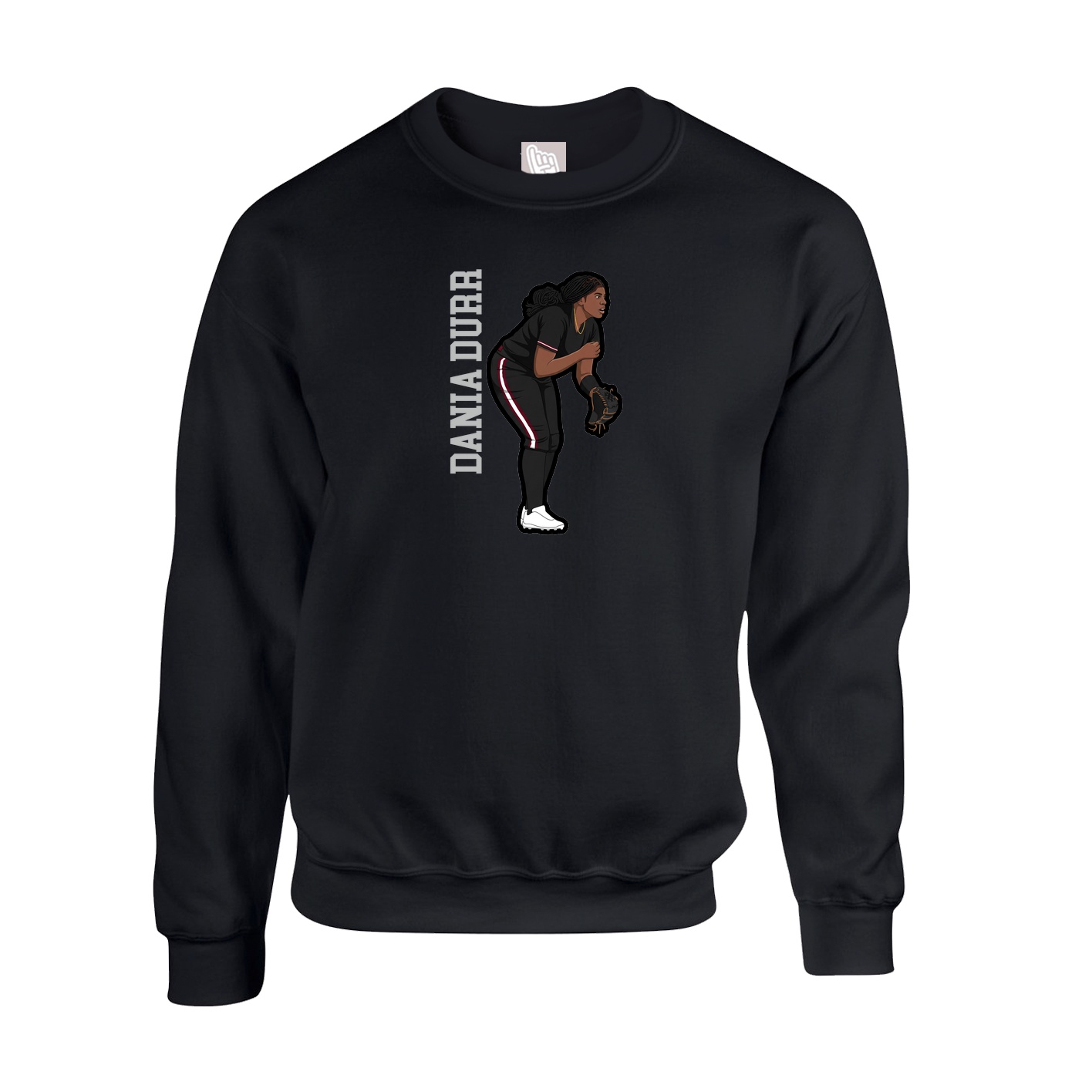 Fleece Crew — Name Vertical in Black