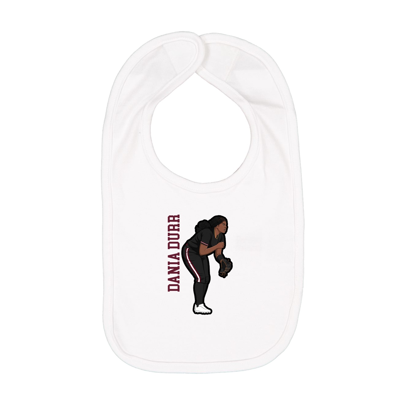 Infant Bib — Name Vertical in White
