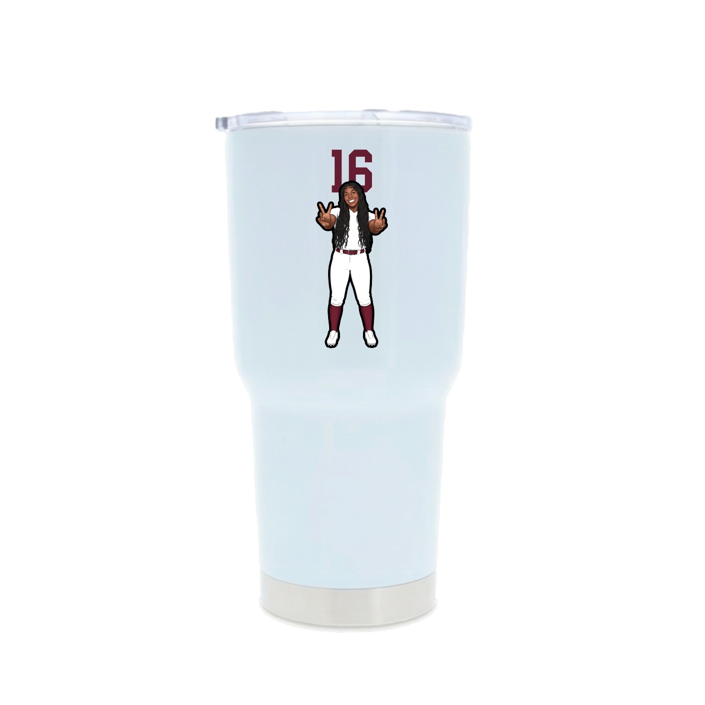30oz Stainless Steel Tumbler — Number Top in White