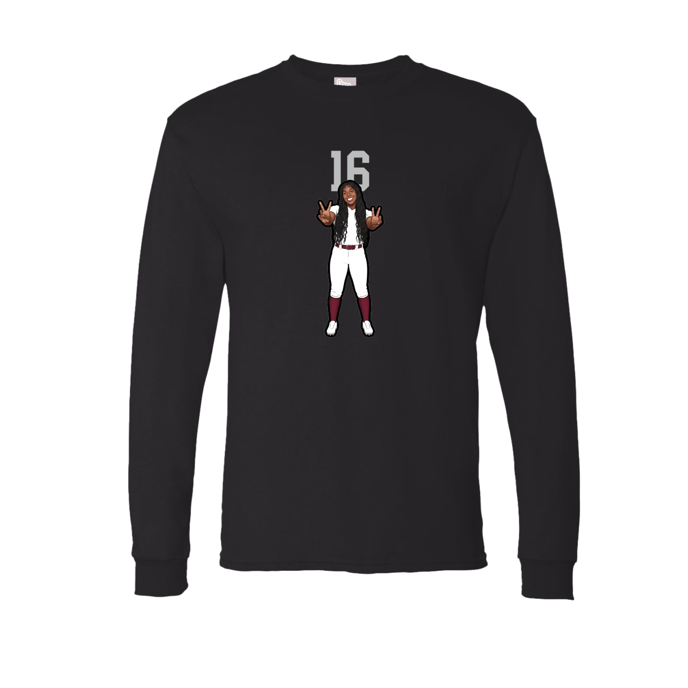 Long Sleeve Tee — Number Top in Black