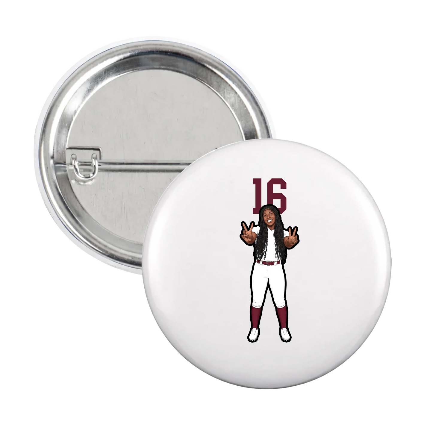 Game Day Button — Number Top in White