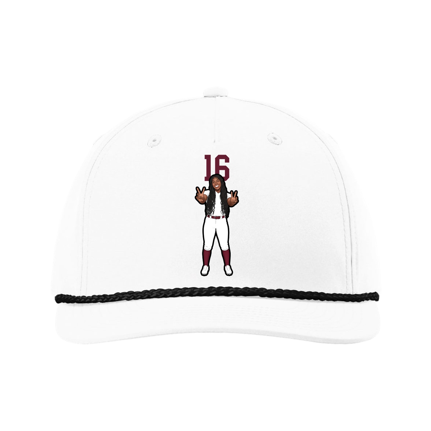 Five-Panel Classic Rope Cap — Number Top in White