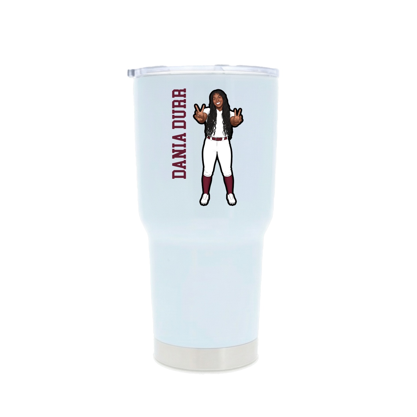 30oz Stainless Steel Tumbler — Name Vertical in White