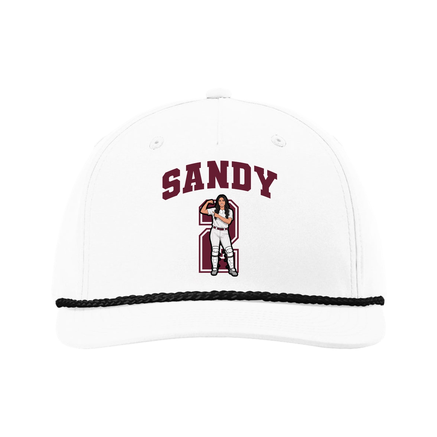 Five-Panel Classic Rope Cap — Number in White