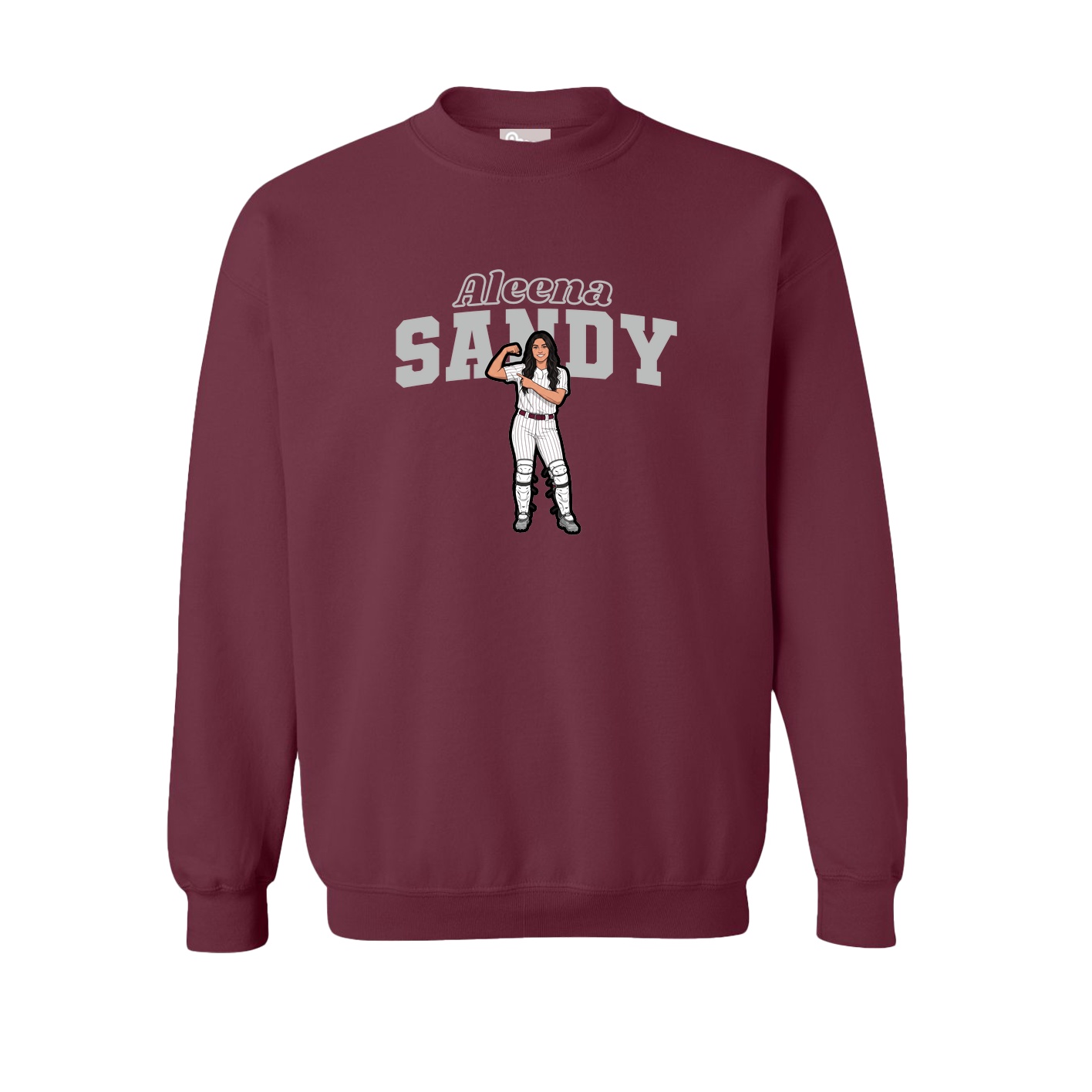 Fleece Crew — Name Arch in Maroon