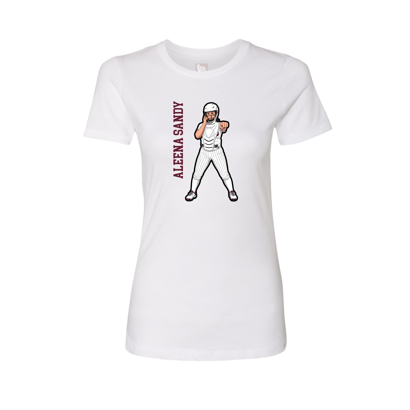 Womens Tee — Name Vertical in White