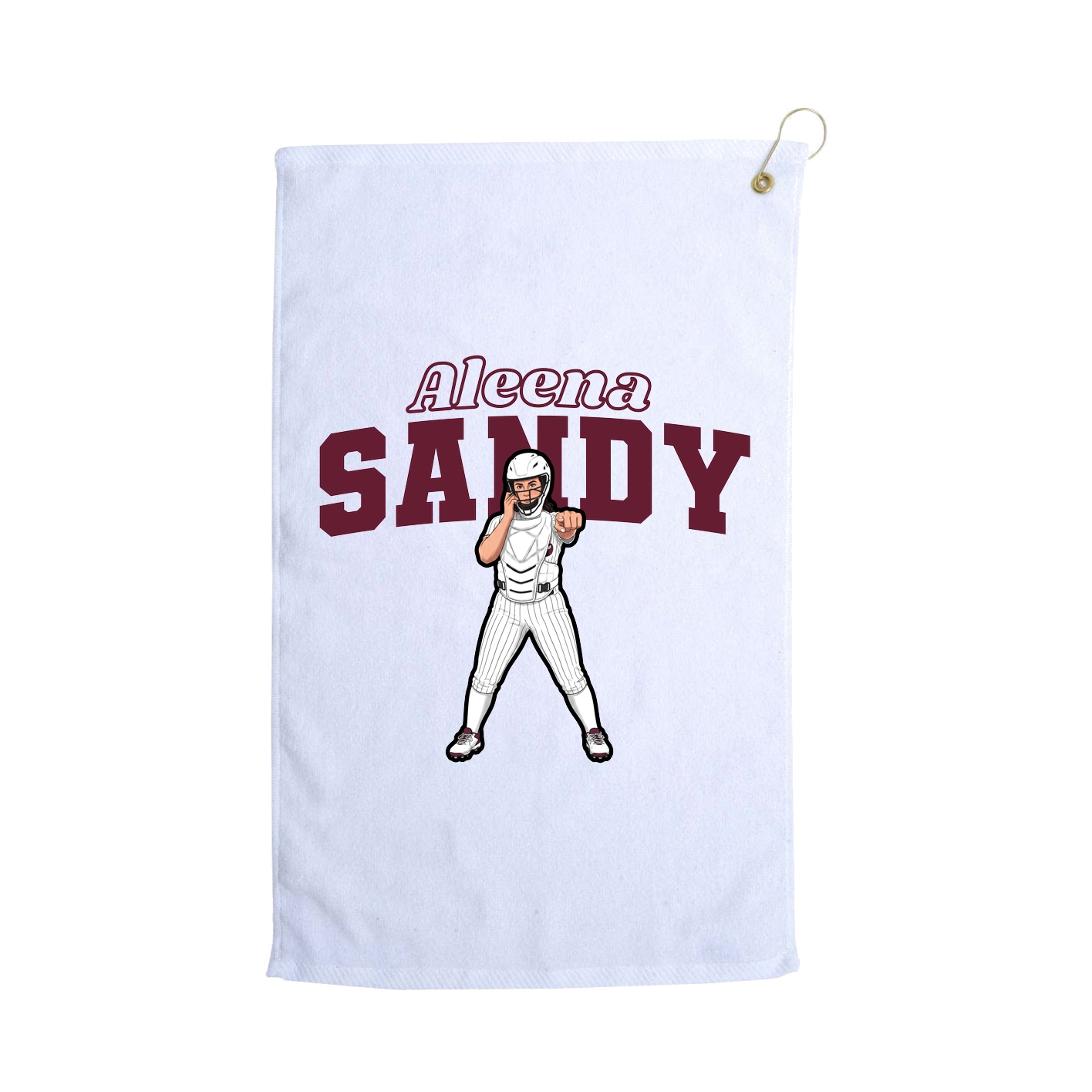 Golf Towel — Name Arch in White