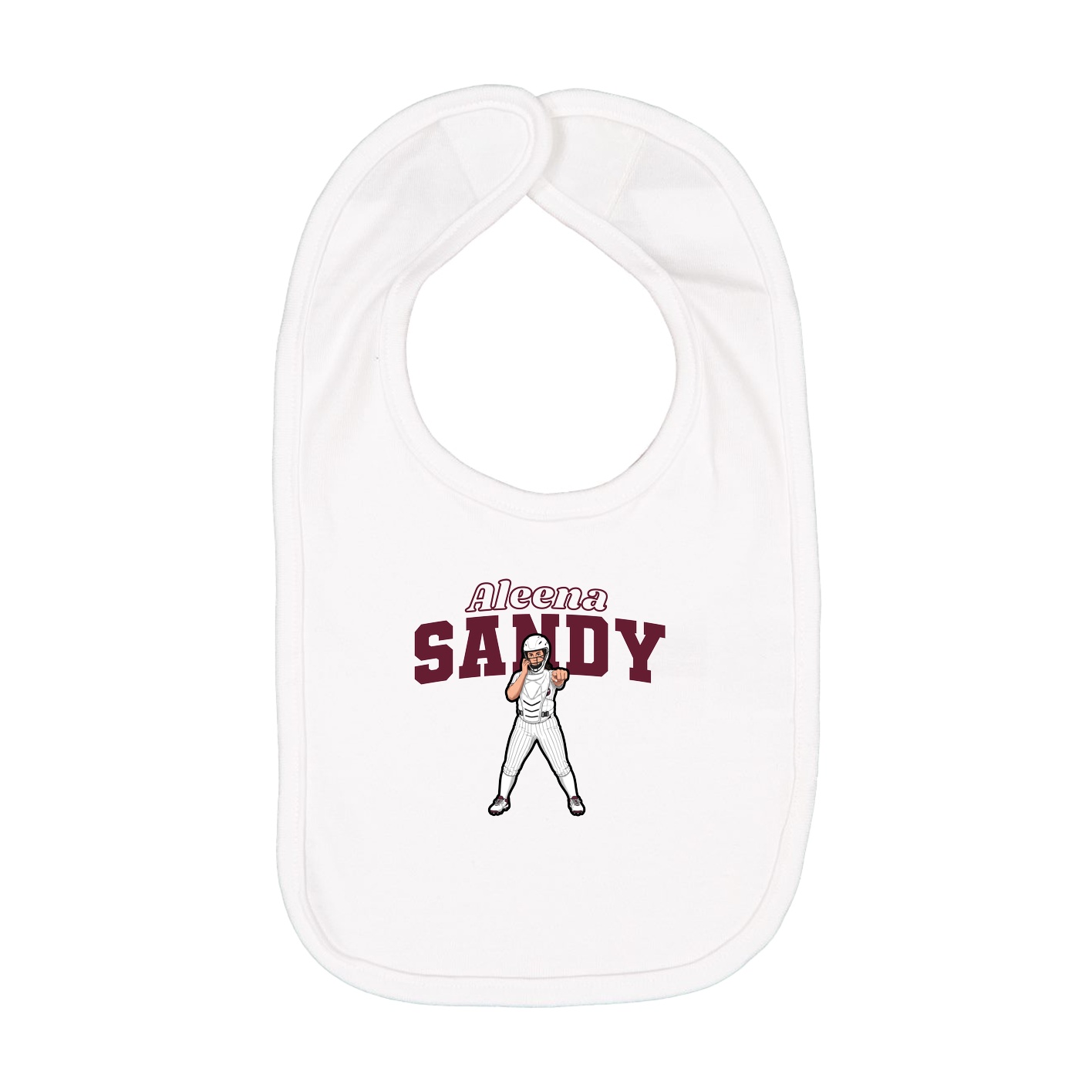 Infant Bib — Name Arch in White